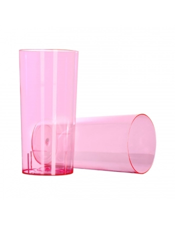 COPO ACRÍLICO 340ML ROSA NEON STRAWPLAST C/10UN