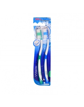 ESCOVA DE DENTE WAVE PLUS DUO MACIA COM CAPA PROTETORA PACK PROMOCIONAL C/2UN - GREEN