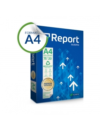 PAPEL SULFITE REPORT RECICLATO A4 75G C/500 FOLHAS RECICLADAS