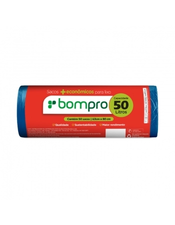 SACO LIXO BOMPRO ROLO 50L AZL C/50