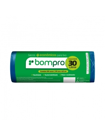 SACO LIXO BOMPRO ROLO 30L AZL C/50