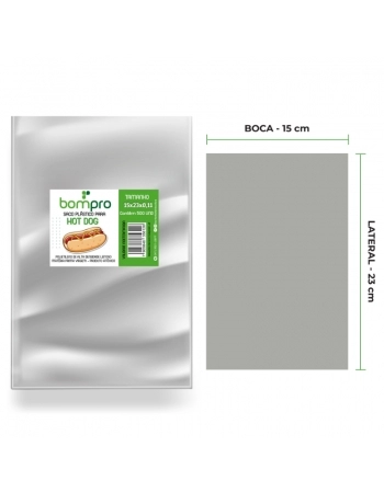 SACO PLAS HOT DOG BOMPRO BOCA/CIMA 15X23X0.11 C/500