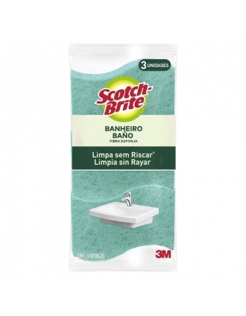 ESPONJA SCOTCH BRITE VERDE NAO RISCA BANHEIRO 75X110MM C/3