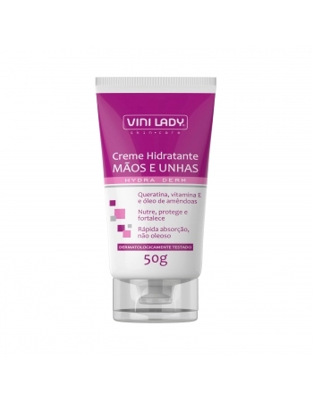 CREME HIDRATANTE HYDRADERM PARA MÃOS E UNHAS COM QUERATINA VITAMINA E E ÓLEOS DE AMÊNDOAS 50G