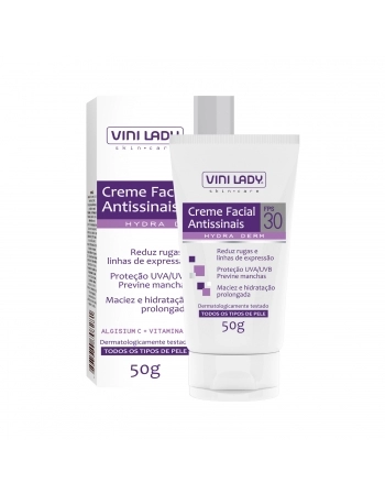 CREME FACIAL ANTISSINAIS HYDRADERM FPS 30 - REDUTOR DE RUGAS E LINHAS DE EXPRESSÃO 50G 50G